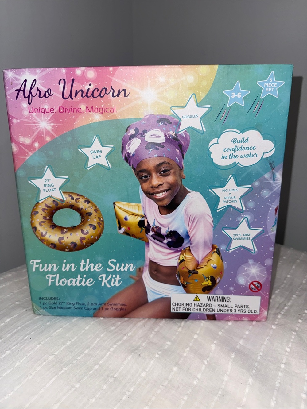 Afro Unicorn Fun in the Sun Floatie Kit - Purple & Gold
